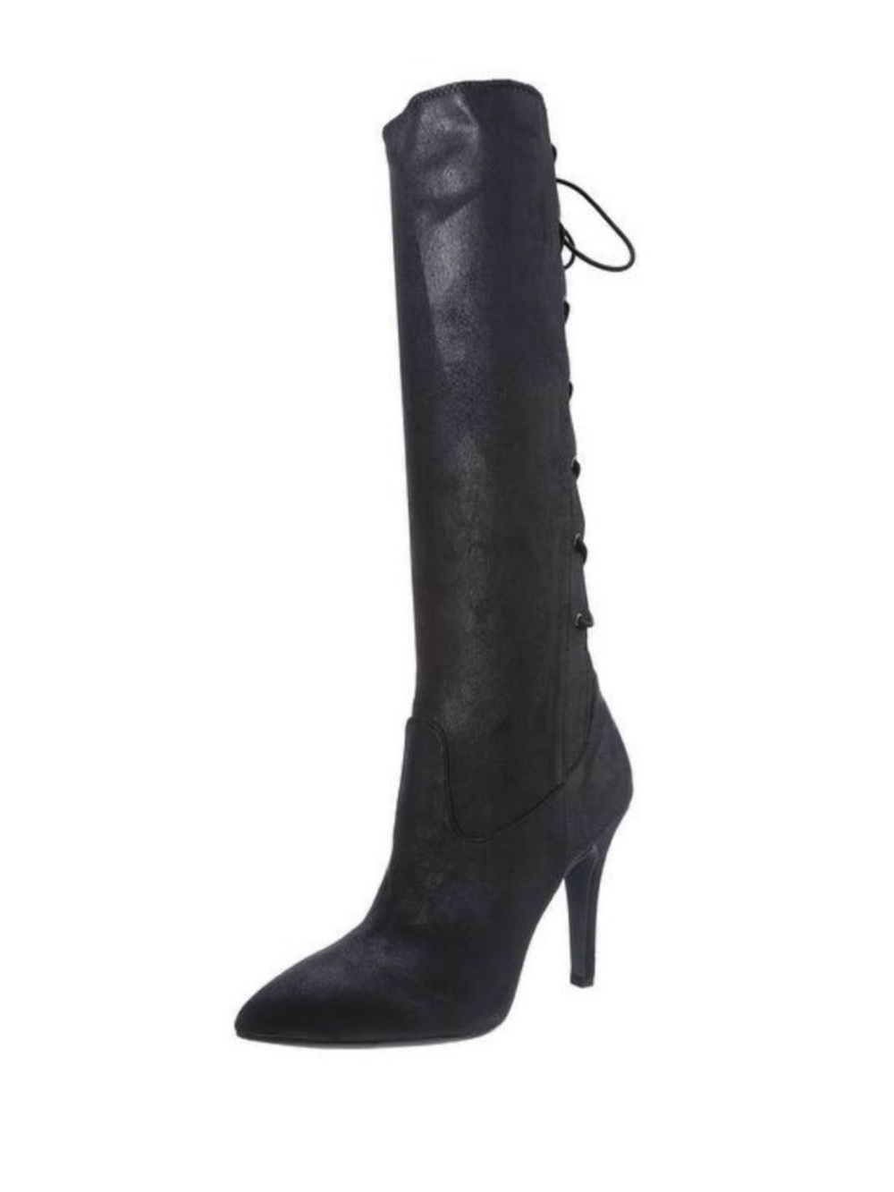 BCBG Women’s Black Knee-High Lace-Up Stiletto Boots